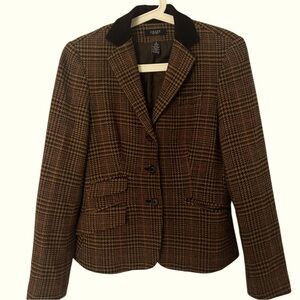 Classic Tweed Wool Blazer CHAPS Size 2 Vtg 90’s British Country Equestrian Style